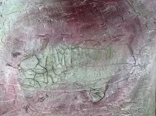 Halt im Riss, Mixed Media auf Leinwand mit Sumpfkalk, Marmormehl und Antiktusche