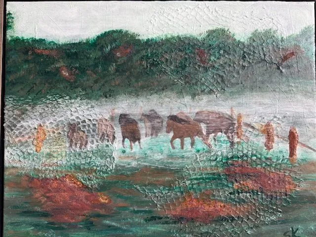 Isländer im Morgennebel
