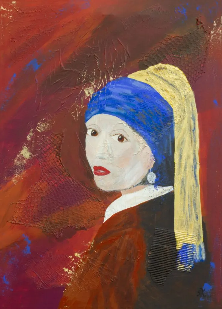 Das Mädchen mit dem Perlenohrring, Acryl Mischtechnik