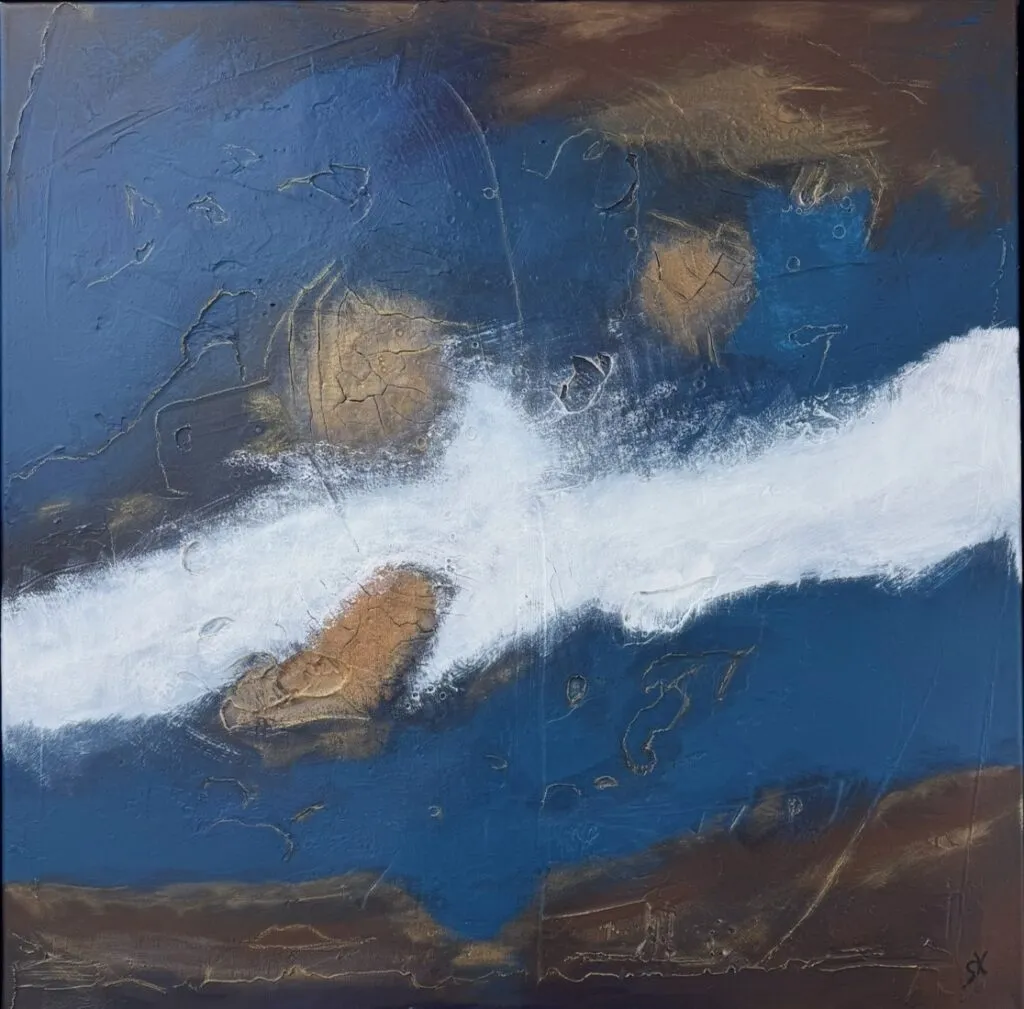 Unter der leisen Strömung, Mixed Media auf Leinwand mit Sumpfkalk, Marmormehl und Ölpastellkreiden