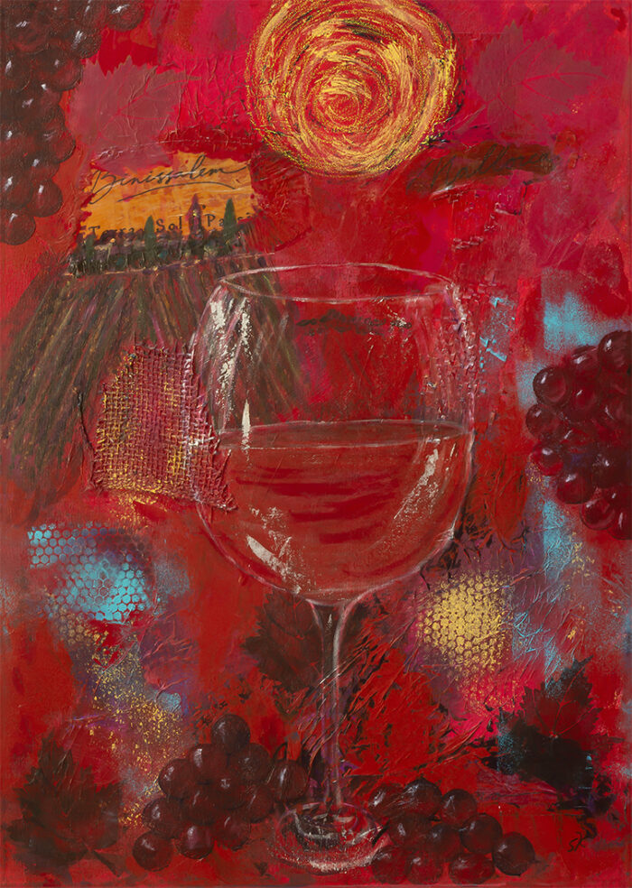 Sonne im Glas, Acryl auf Leinwand, Mischtechnik , 2026 — Unter der Sonne Mallorcas